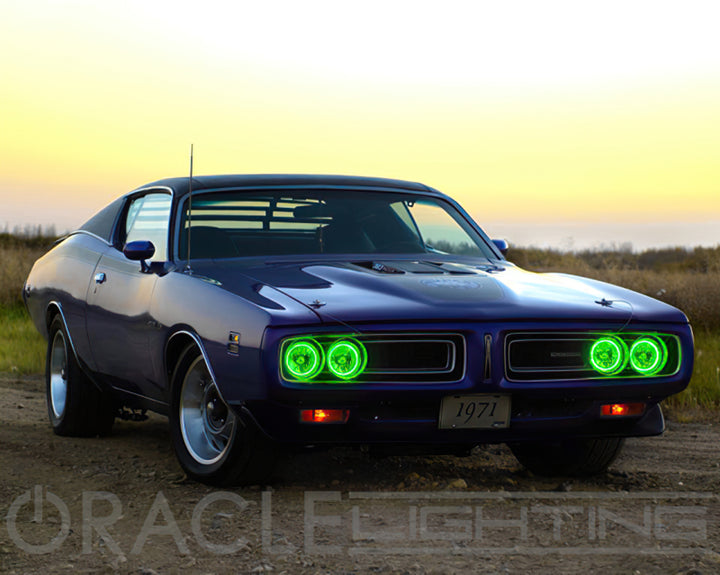 Oracle Pre-Installed Lights 5.75 IN. Sealed Beam - Green Halo - Bull Strap