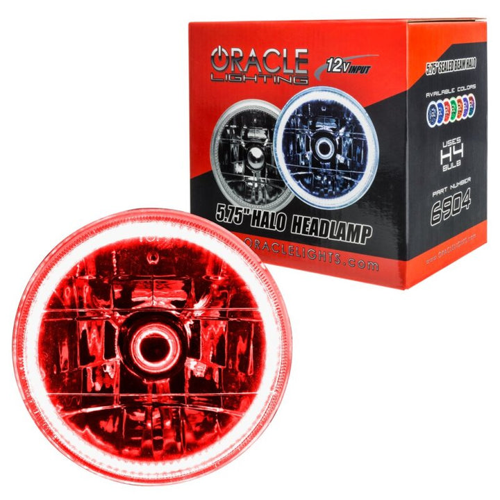 Oracle Pre-Installed Lights 5.75 IN. Sealed Beam - Red Halo - Bull Strap