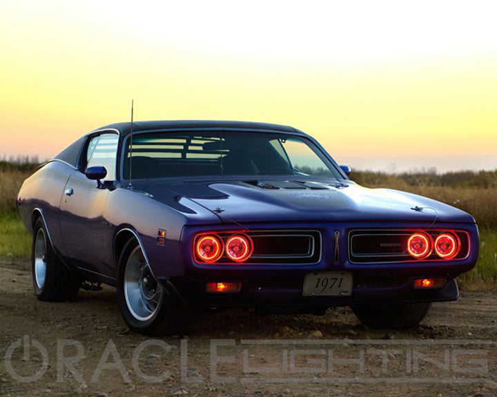 Oracle Pre-Installed Lights 5.75 IN. Sealed Beam - Red Halo - Bull Strap