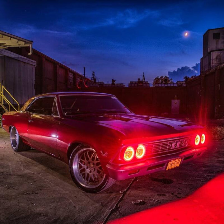 Oracle Pre-Installed Lights 5.75 IN. Sealed Beam - Red Halo - Bull Strap