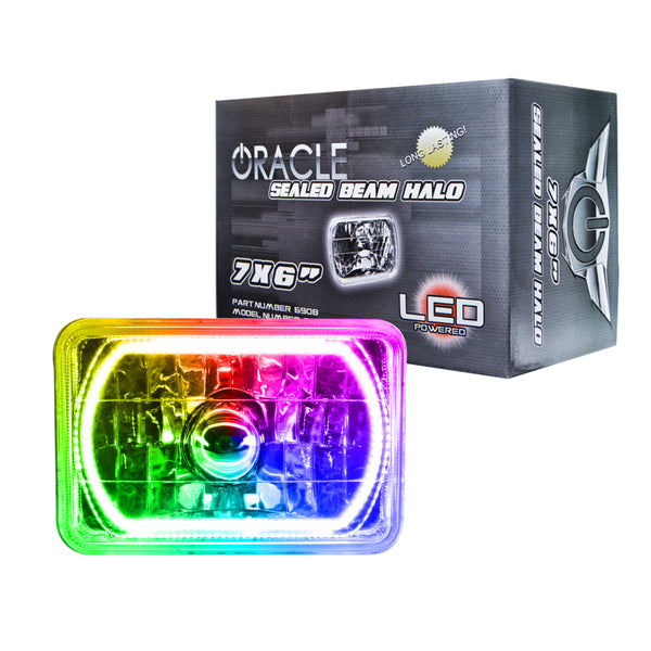 Oracle Pre-Installed Lights 7x6 IN. Sealed Beam - ColorSHIFT Halo - Bull Strap