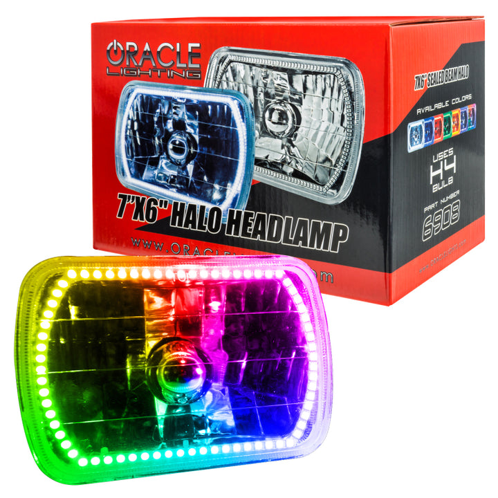 Oracle Pre-Installed Lights 7x6 IN. Sealed Beam - ColorSHIFT Halo - Bull Strap