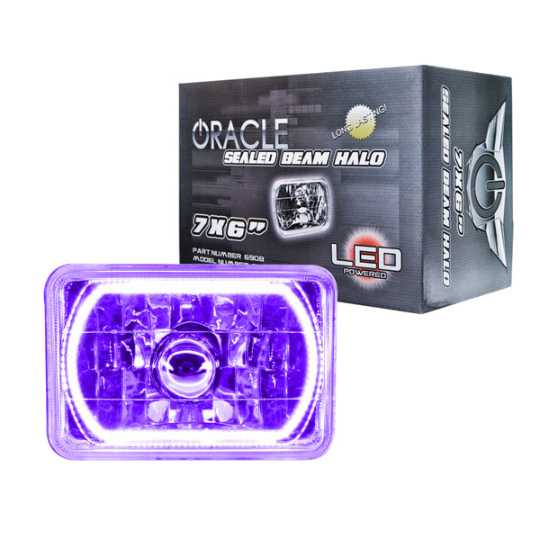 Oracle Pre-Installed Lights 7x6 IN. Sealed Beam - UV/Purple Halo - Bull Strap