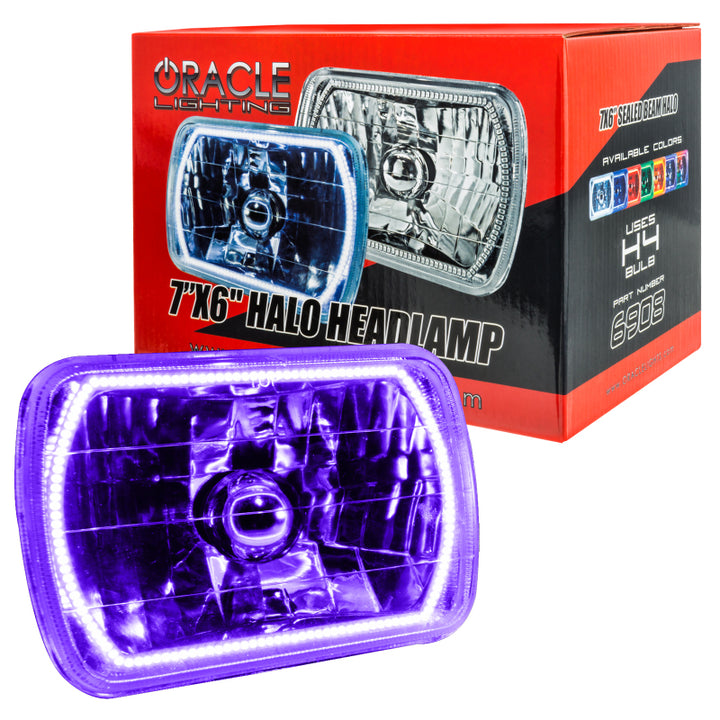 Oracle Pre-Installed Lights 7x6 IN. Sealed Beam - UV/Purple Halo - Bull Strap