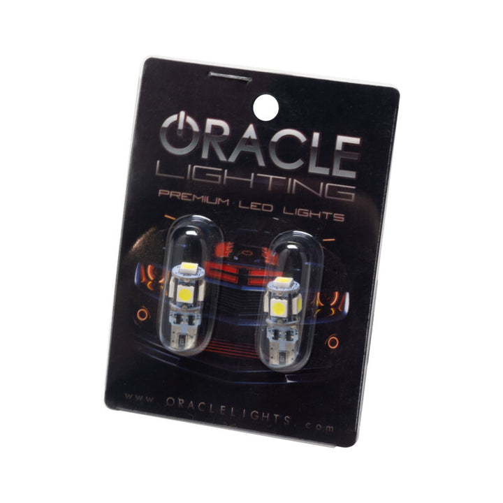 Oracle T10 5 LED 3 Chip SMD Bulbs (Pair) - Cool White - Bull Strap