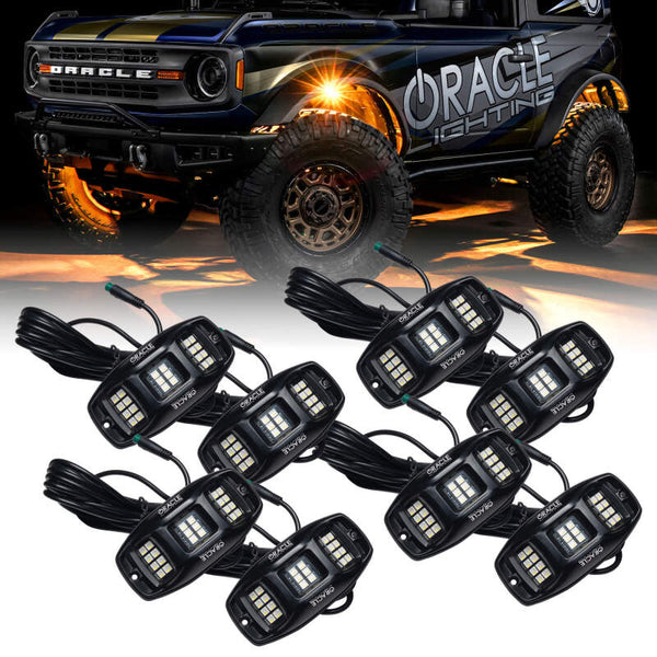 Oracle Underbody RGB+W Wheel Well Rock Light Kit - 8 PCS - ColorSHIFT - Bull Strap