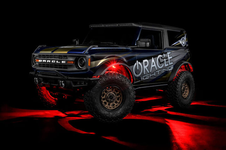 Oracle Underbody RGB+W Wheel Well Rock Light Kit - 8 PCS - ColorSHIFT - Bull Strap