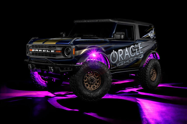Oracle Underbody RGB+W Wheel Well Rock Light Kit - 8 PCS - ColorSHIFT - Bull Strap