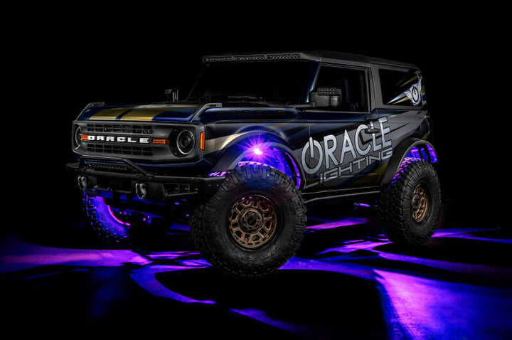 Oracle Underbody RGB+W Wheel Well Rock Light Kit - 8 PCS - ColorSHIFT - Bull Strap