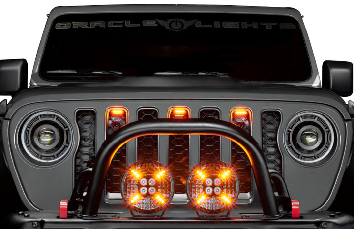 Oracle Universal Pre-Runner Style LED Grill Light Kit (New Style) - Amber w/Tinted Lens - Bull Strap