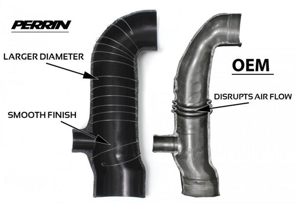 PERRIN 02-07 Subaru WRX / 04-21 STI Turbo Inlet Hose 3in. (For Aftermarket Turbos Only) - Black - Bull Strap