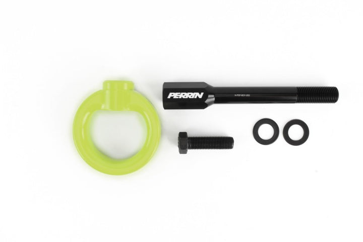 PERRIN 02-07 Subaru WRX/STI Tow Hook Kit (Front) - Neon Yellow - Bull Strap