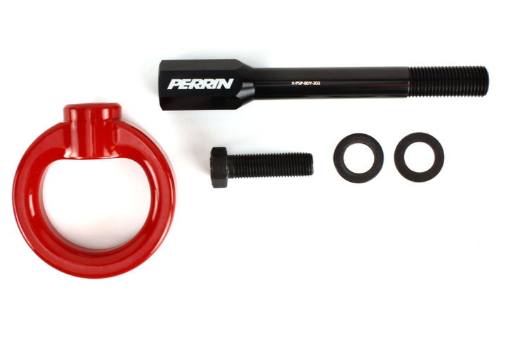 PERRIN 02-07 Subaru WRX/STI Tow Hook Kit (Front) - Red - Bull Strap