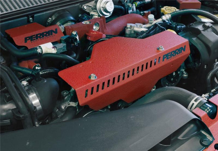 PERRIN 02-14 Subaru WRX / 04-21 STI / 08-11 Impreza Pulley Cover - Red - Bull Strap