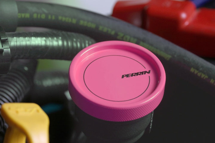 PERRIN 02-25 Subaru Impreza/WRX/STI & 13-25 Crosstrek/BRZ/FR-S/GR86/GR86 Oil Fill Cap - Hyper Pink - Bull Strap