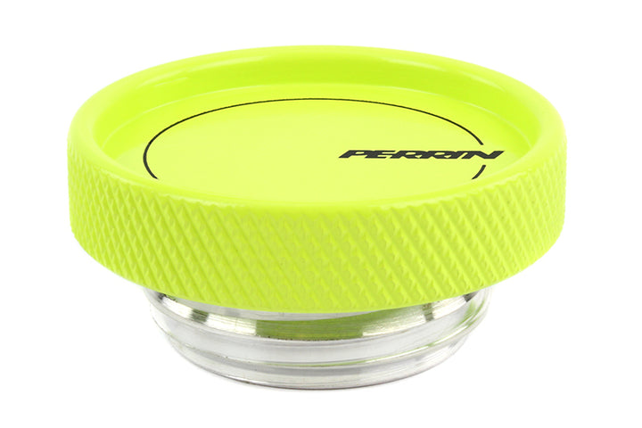 PERRIN 02-25 Subaru Impreza/WRX/STI & 13-25 Crosstrek/BRZ/FR-S/GR86/GR86 Oil Fill Cap - Neon Yellow - Bull Strap