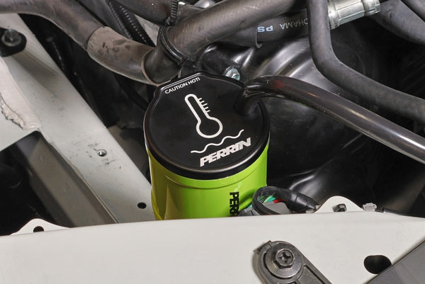 PERRIN 02-25 Subaru WRX / 04-21 STI / 13-25 BRZ/GR86/FRS/86 Coolant Overflow Tank - Neon Yellow - Bull Strap