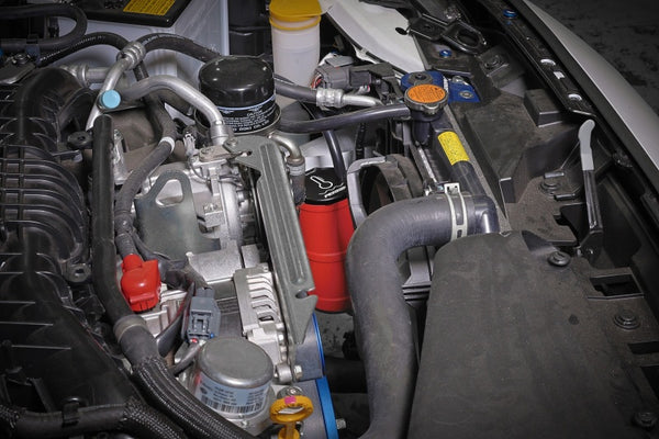 PERRIN 02-25 Subaru WRX / 04-21 STI / 13-25 BRZ/GR86/FRS/86 Coolant Overflow Tank - Red - Bull Strap