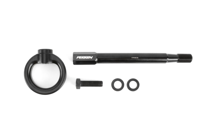 PERRIN 08-14 Subaru WRX & STI / 08-11 Impreza / 05-09 Legacy Tow Hook Kit (Front) - Flat Black - Bull Strap