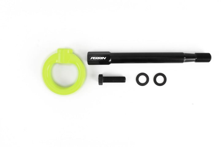 PERRIN 08-14 Subaru WRX & STI / 08-11 Impreza / 05-09 Legacy Tow Hook Kit (Front) - Neon Yellow - Bull Strap