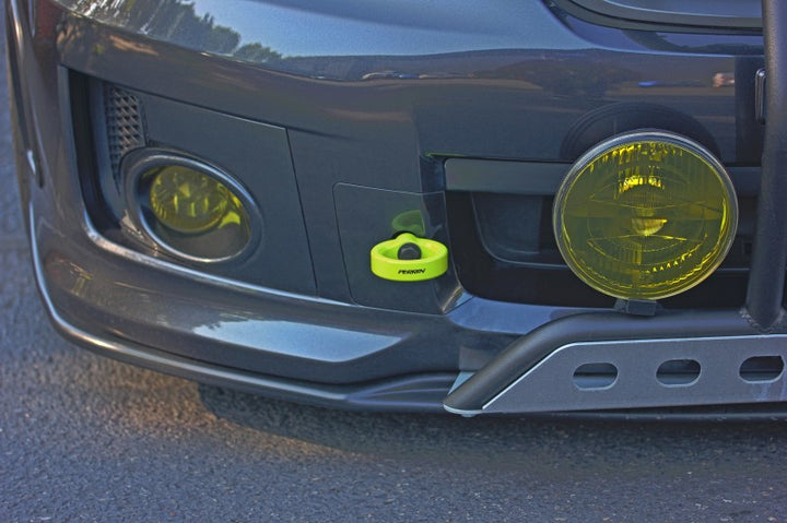 PERRIN 08-14 Subaru WRX & STI / 08-11 Impreza / 05-09 Legacy Tow Hook Kit (Front) - Neon Yellow - Bull Strap