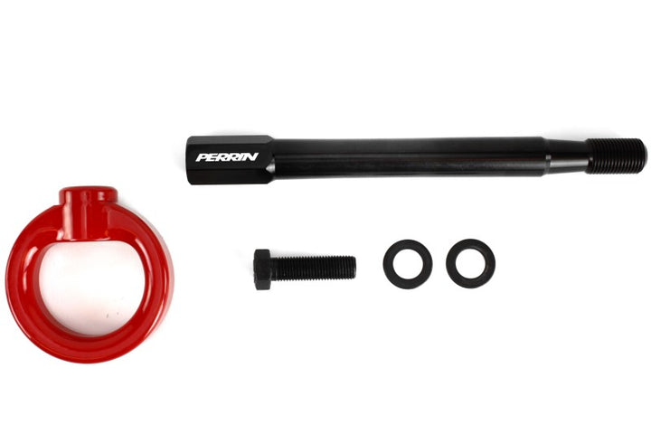 PERRIN 08-14 Subaru WRX & STI / 08-11 Impreza / 05-09 Legacy Tow Hook Kit (Front) - Red - Bull Strap