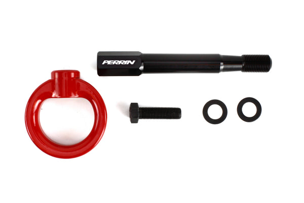 PERRIN 08-14 Subaru WRX/STI (Hatchback) Tow Hook Kit (Rear) - Red - Bull Strap