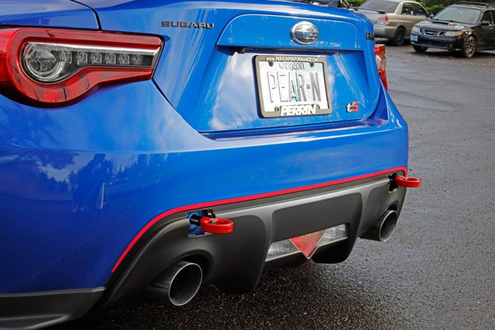 PERRIN 13-25 Subaru BRZ / 13-20 Scion FRS & Toyota 86 / 22-25 GR86 Tow Hook Kit (Rear) - Red - Bull Strap