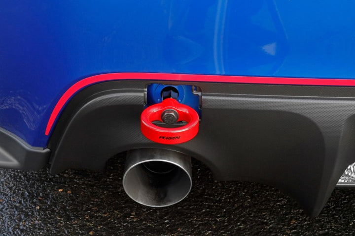 PERRIN 13-25 Subaru BRZ / 13-20 Scion FRS & Toyota 86 / 22-25 GR86 Tow Hook Kit (Rear) - Red - Bull Strap