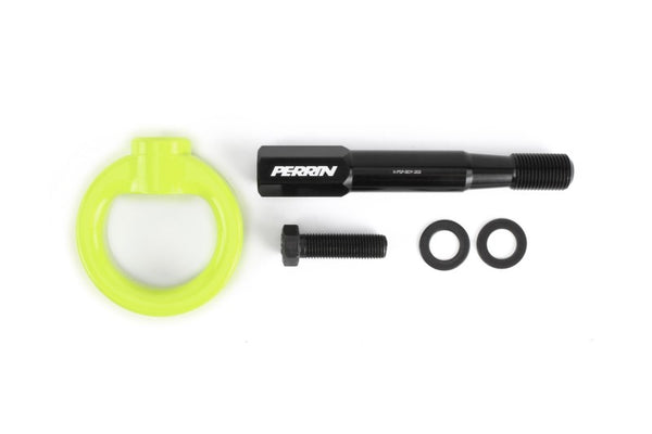 PERRIN 15-17 Subaru WRX & STI / 13-17 Crosstrek / 12-16 Impreza Tow Hook Kit (Front) - Neon Yellow - Bull Strap