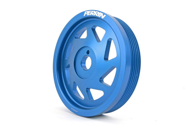 PERRIN 15-18 Subaru WRX / 13-20 BRZ / 14-18 FXT / 13-16 Crosstrek Lightened Crank Pulley - Blue - Bull Strap