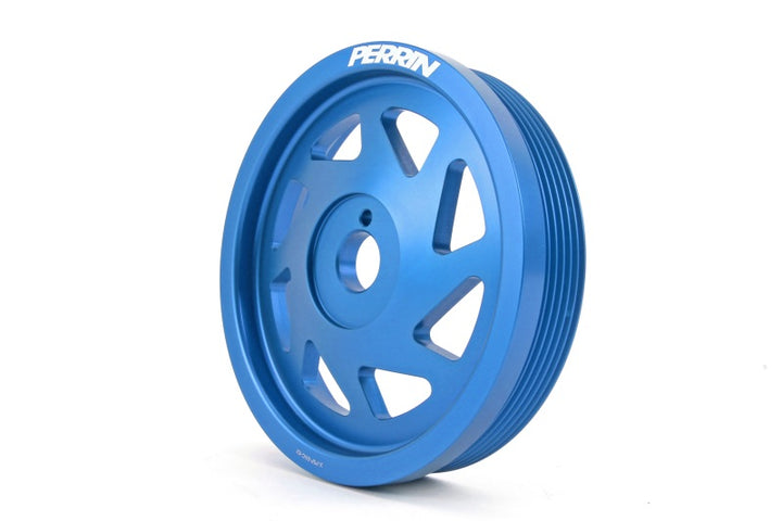 PERRIN 15-18 Subaru WRX / 13-20 BRZ / 14-18 FXT / 13-16 Crosstrek Lightened Crank Pulley - Blue - Bull Strap