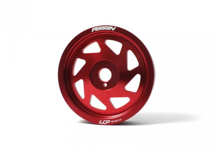PERRIN 15-18 Subaru WRX / 13-20 BRZ / 14-18 FXT / 13-16 Crosstrek Lightened Crank Pulley - Red - Bull Strap