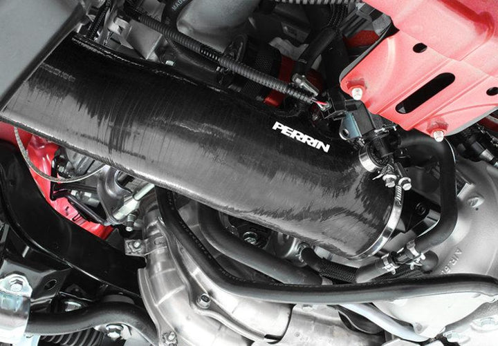 PERRIN 15-21 Subaru WRX / 14-18 Forester XT Turbo Inlet Hose 3in. w/ Turbo Adapter Flange - Black - Bull Strap