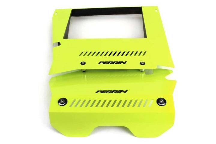 PERRIN 15-21 Subaru WRX Engine Cover Kit (Intercooler & Pulley Covers Incl.) - Neon Yellow - Bull Strap