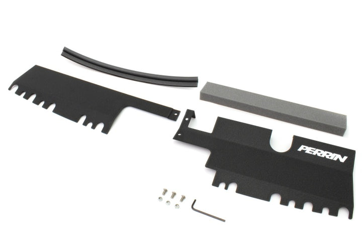 PERRIN 15-21 Subaru WRX/STI Radiator Shroud (With OEM Intake Scoop) - Black - Bull Strap