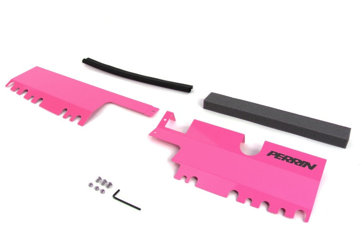 PERRIN 15-21 Subaru WRX/STI Radiator Shroud (With OEM Intake Scoop) - Hyper Pink - Bull Strap
