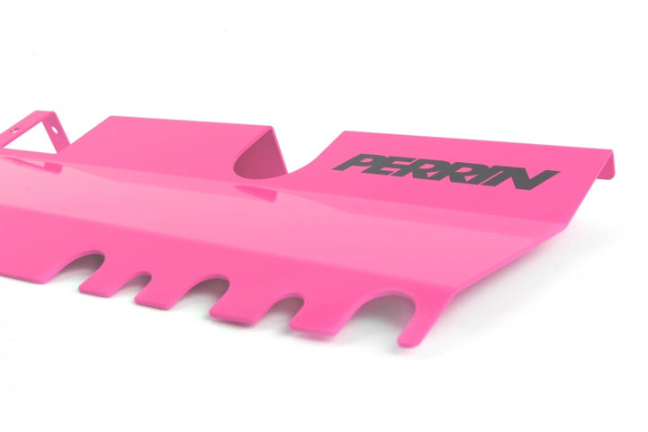 PERRIN 15-21 Subaru WRX/STI Radiator Shroud (With OEM Intake Scoop) - Hyper Pink - Bull Strap