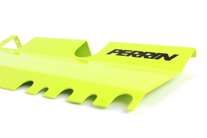 PERRIN 15-21 Subaru WRX/STI Radiator Shroud (With OEM Intake Scoop) - Neon Yellow - Bull Strap