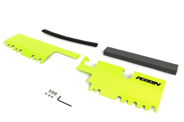 PERRIN 15-21 Subaru WRX/STI Radiator Shroud (With OEM Intake Scoop) - Neon Yellow - Bull Strap