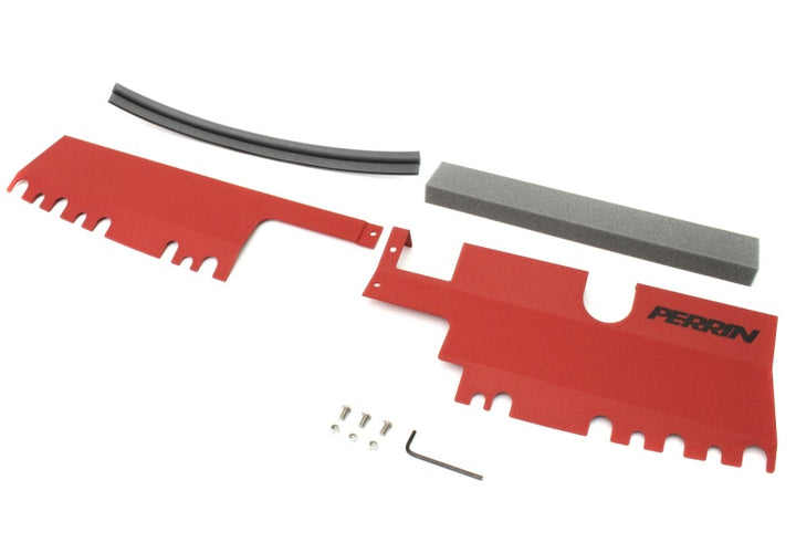 PERRIN 15-21 Subaru WRX/STI Radiator Shroud (With OEM Intake Scoop) - Red - Bull Strap