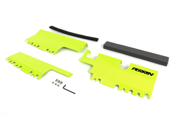 PERRIN 15-21 Subaru WRX/STI Radiator Shroud (With/Without OEM Intake Scoop) - Neon Yellow - Bull Strap