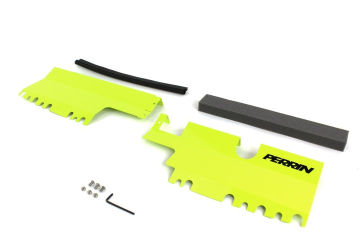 PERRIN 15-21 Subaru WRX/STI Radiator Shroud (Without OEM Intake Scoop) - Neon Yellow - Bull Strap