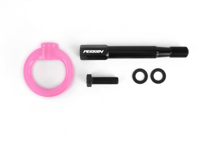 PERRIN 15-21 Subaru WRX/STI Tow Hook Kit (Rear) - Hyper Pink - Bull Strap