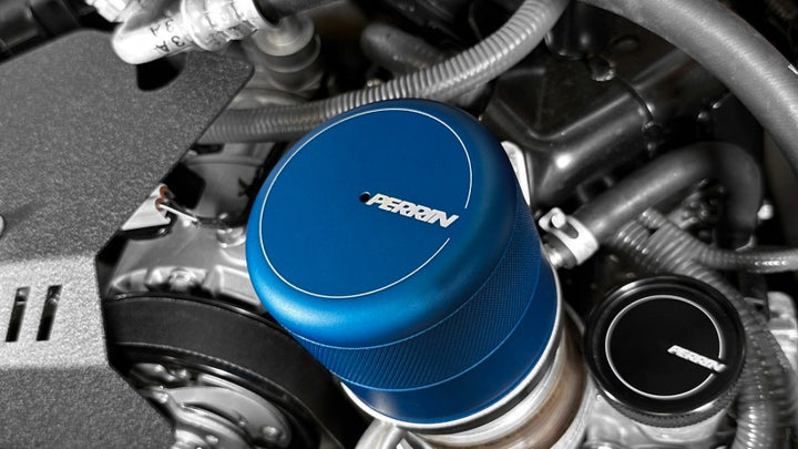 PERRIN 15-25 Subaru WRX & 13-25 BRZ/FR-S/86/GR86 Oil Filter Cover - Blue - Bull Strap