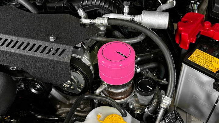 PERRIN 15-25 Subaru WRX & 13-25 BRZ/FR-S/86/GR86 Oil Filter Cover - Hyper Pink - Bull Strap