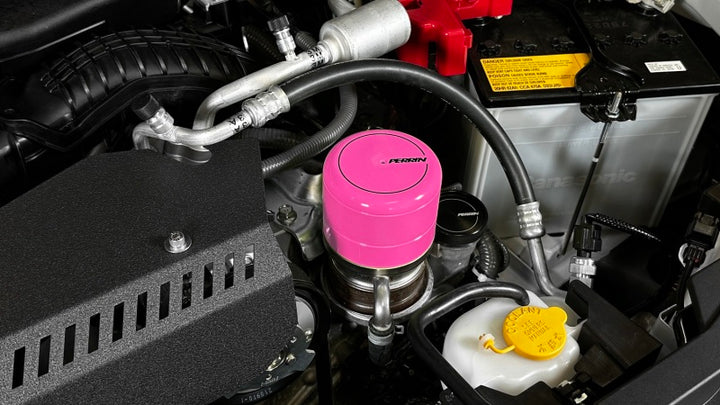 PERRIN 15-25 Subaru WRX & 13-25 BRZ/FR-S/86/GR86 Oil Filter Cover - Hyper Pink - Bull Strap