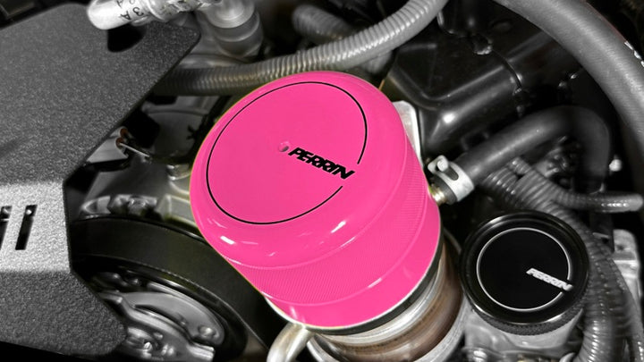 PERRIN 15-25 Subaru WRX & 13-25 BRZ/FR-S/86/GR86 Oil Filter Cover - Hyper Pink - Bull Strap