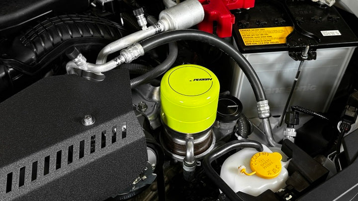 PERRIN 15-25 Subaru WRX & 13-25 BRZ/FR-S/86/GR86 Oil Filter Cover - Neon Yellow - Bull Strap