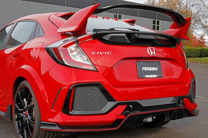 PERRIN 17-21 Honda Civic Si/Type R/Touring/Hatchback Tow Hook Kit Rear - Red - Bull Strap